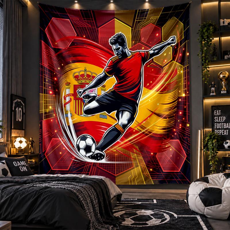 Wall Hanging Tapestry Spain Football Print Cloth for Living Room Bedroom Home Decor