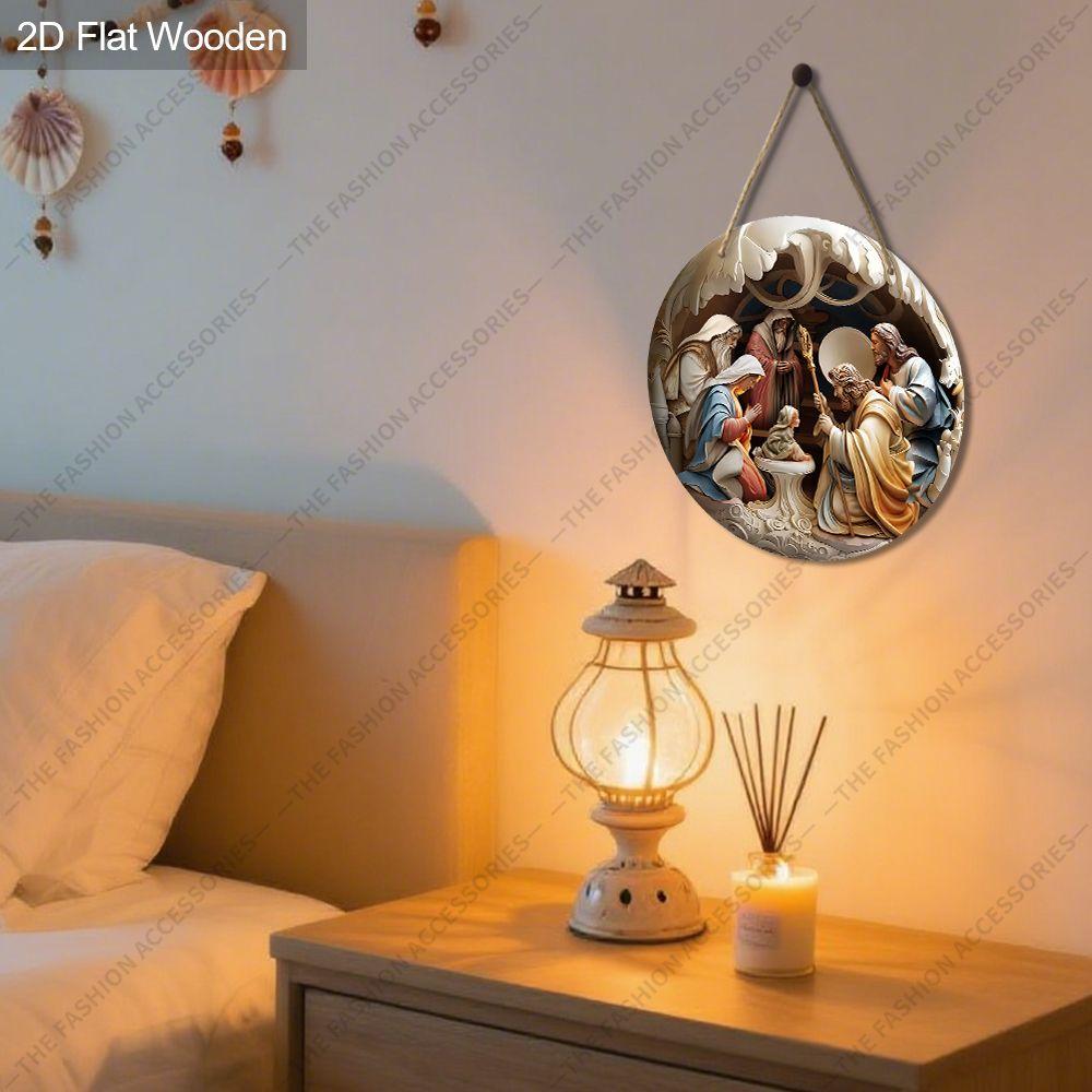 Holy Night Nativity Scene Pendant, Decoration of Home Walls or Doors, 2d Flat Wooden, Christmas Decoration, Gifts for Friends and Family