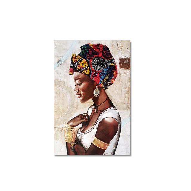 African Black Woman Print Oil Painting On Canvas Abstract Figure Posters Wall Art Pictures for Living Room Home Decor No Frame