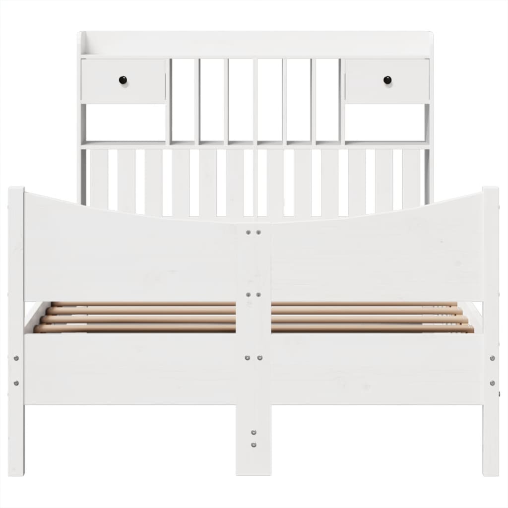 Solid Wood Bed without Mattress White 135 x 190 cm Pine Wood