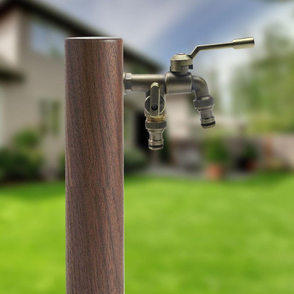 Anti-freezing All-copper Faucet One Inlet and Two Outlets Dual Water Outlets Brass Faucet Adapter 1/2inch Durable Outdoor Faucet