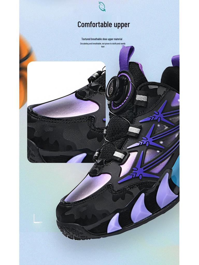 Rutschfeste Leder-Basketballschuhe für Kinder - Strapazierfähige, verschleißfeste Laufschuhe für Jungen