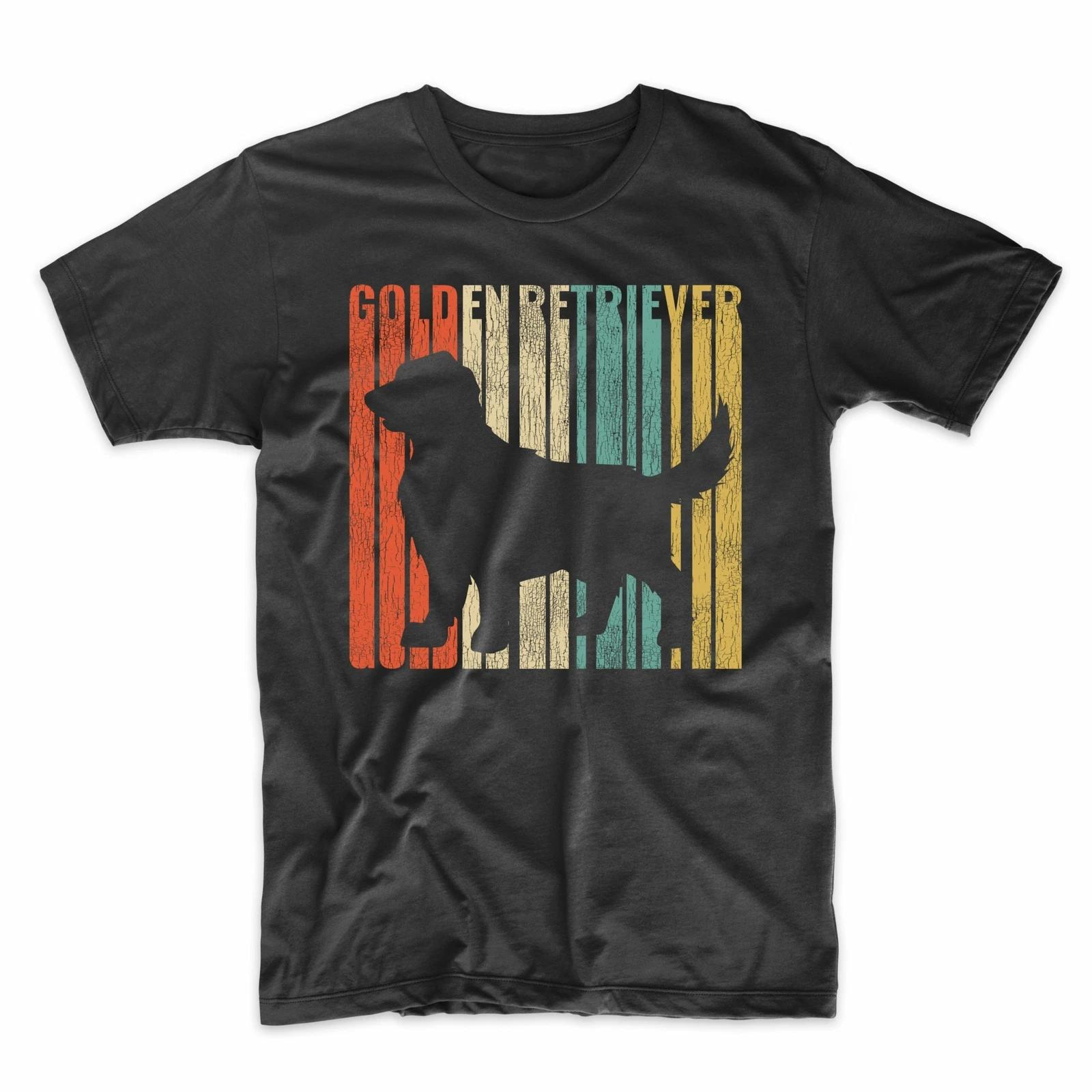 

Retro 1970 s Style Golden Retriever Dog Silhouette Cracked Distressed T-Shirt 3XL