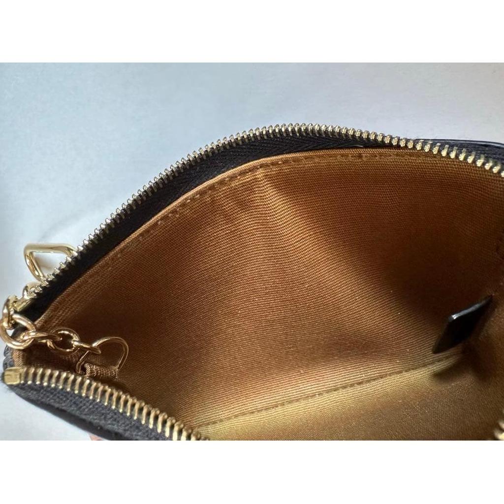 Used CELINE Coin & Card Pouch with Hook, Triomphe Canvas, Black