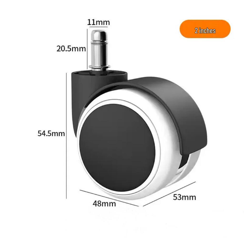 2-Inch Silent PU Office Chair Casters for Executive and Boss Chairs - Thickened Swivel with Circlip Universal Design