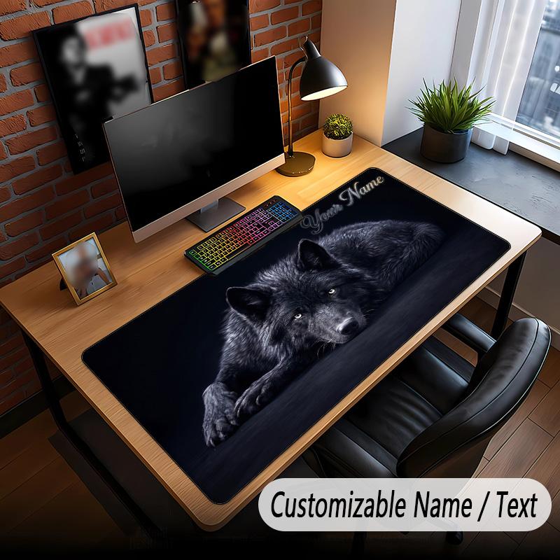 Wolf-Thema Benutzerdefinierte Mausmatte Personalisiert Mit Namen Text Angepasste Schreibtischmatte Für Büro Heimdekoration
