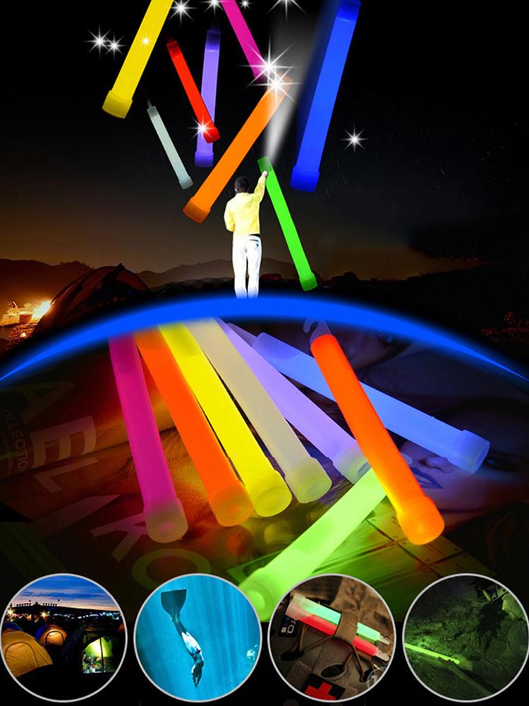 1-2Set Glow Sticks Waterproof 6 Inch Concert Party Outdoor Emergency Light Stick with Hook Non-toxic Hiking Camping Equipment