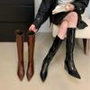 Wedge Heel French Pointed But Knee Boots Women's Boots Autumn and Winter 2025 New High Knight Boots