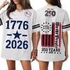 Women V Neck Casual Loose Fit Sports Jersey Top with 250th Anniversary Print Short Sleeve Independence Day Shirt