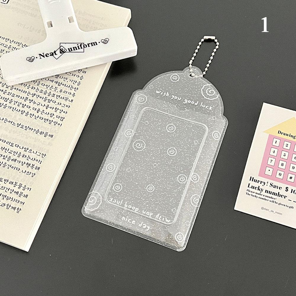 Transparent Glitter 3 Inch Photocard Holder PVC Heart Card Holder Storage Idol Card Display Protective Pendant Photo Card Holder