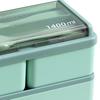 Bento Box Two Layers Green with Divider Food Grade Plastics Microwave Safe Lunch Container for