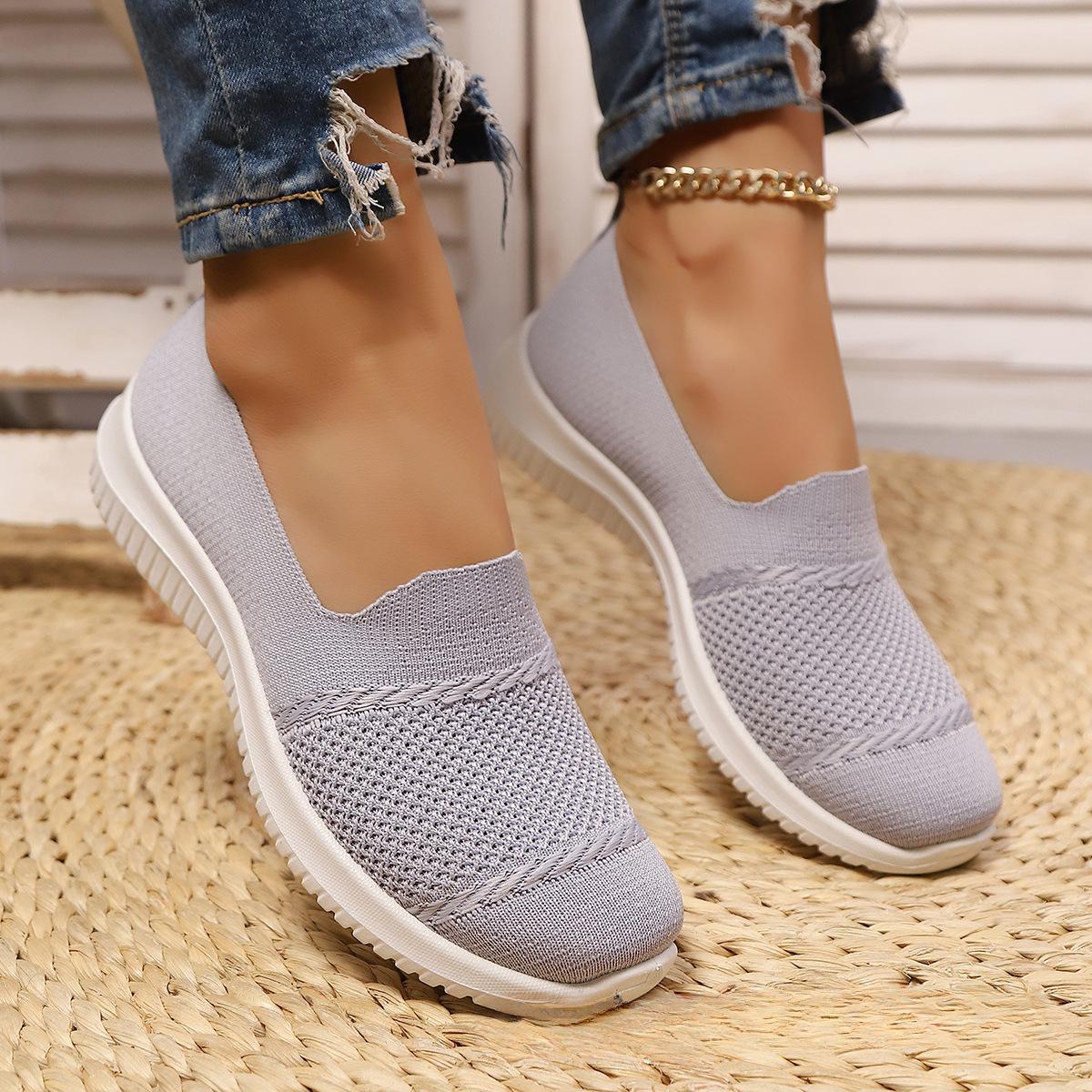 

Women s Breathable Mesh Slip-On Sneakers Summer Comfort Flat Shoes 36