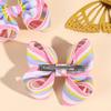 2Pcs Striped Bow Hair Clips Rainbow Ribbon Hairpin Colorful Barrette For Girls Children Popular School Headdress Accesories Gift