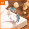 BF CLUB 925 Sterling Silver Ring For Women Jewelry Blue Ston Retro Open Vintage Handmade Ring Allergy For Party Birthday Gift