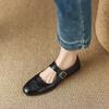 Fashion 2024 New Genuine Leather Low Heel Mary Jane Shoes Spring Women Shoes Chunky Heel Round Toe Shoes Women Pumps Retro Loafers