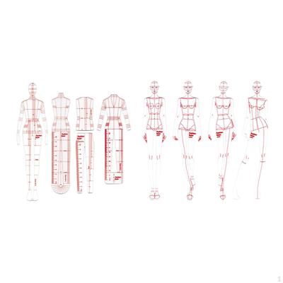 8ks Módní Ilustrační šablony Pravítka, Skicování Pravítko Šití humanoidních vzorů Design,