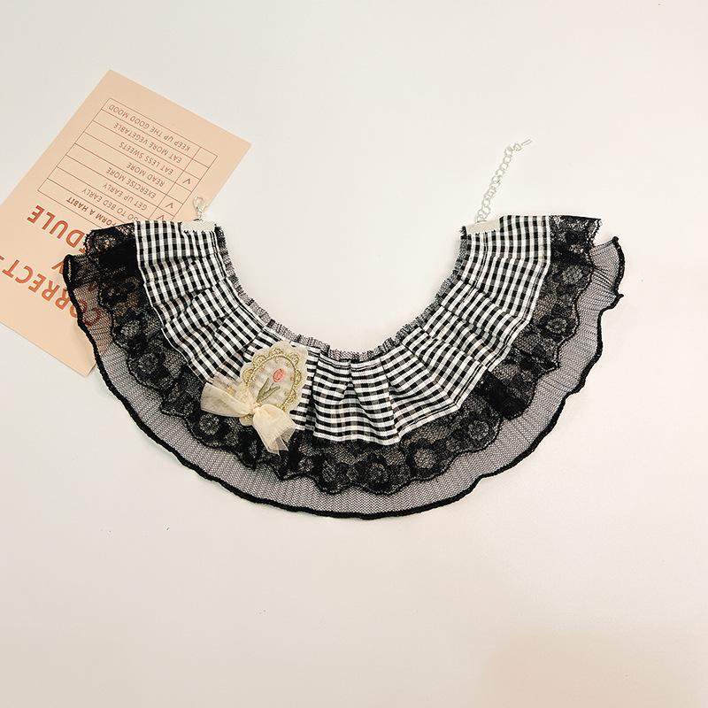 

Ошейники 1 шт. Поводки Нагрудник Слюнявчик Полотенце Ошейник для кошек Товары для животных Товары для кошек Товары для собак Цветочный галстук-бабочка Кружевной ошейник Украшения для животных L чёрный