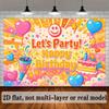 2D Happy Birthday Backdrop Bright Cartoon Balloon Photo Background