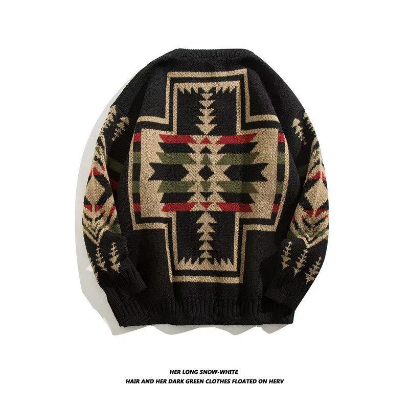 Herren 2024 Graffiti Gespleißter Gedrehter Rundhals-Pullover - Trendige Retro Locker Gestrickte Winterbekleidung