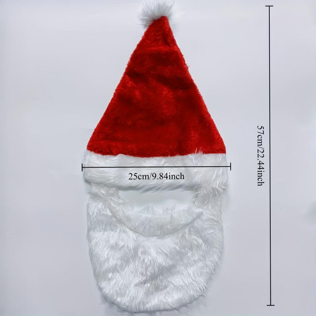 1PC novel Christmas hat (with plush beard), exquisite Santa Claus role-playing, suitable for Christmas surprise gifts