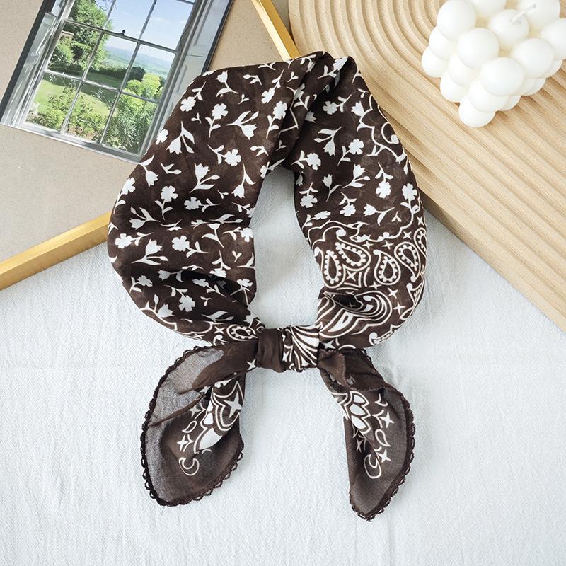 Thin Cotton and Linen Small Square Scarf Fresh and Breathable Women's Soft Literary and Decorative Small Silk Scarf Summer Scarf Women's Versatile