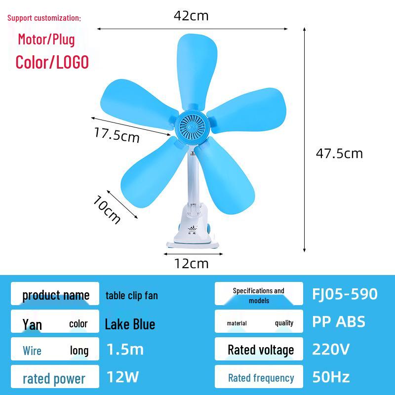 Jiapeng Kompaktowy wentylator stołowy z klipsem - Energooszczędny wentylator letni do akademików i biur