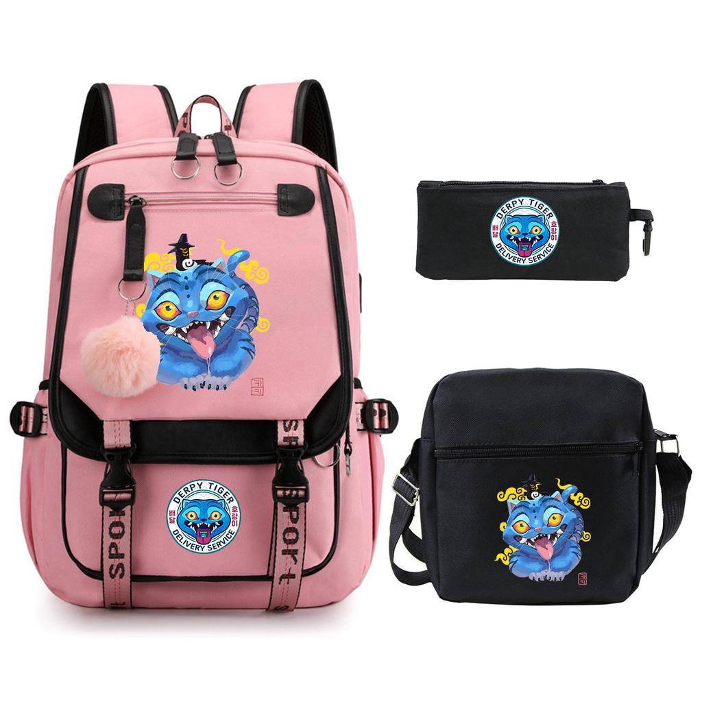 Witch Hunters Cartoon Peripheral Printing Children's Backpack Cross-border New Student School Bag Three-piece Shoulder Bag Pencil Bag