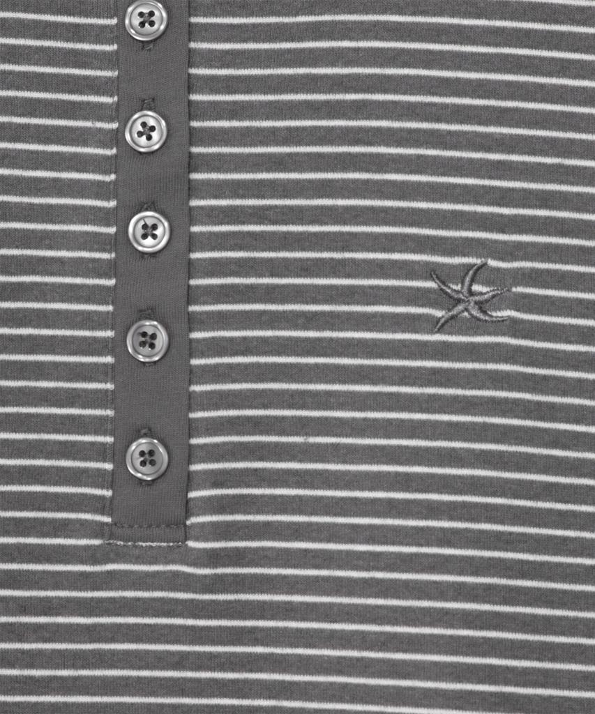 THE COLDEST MOMENT (W) Tcm Stripe Round Henley Neck T (Grey)
