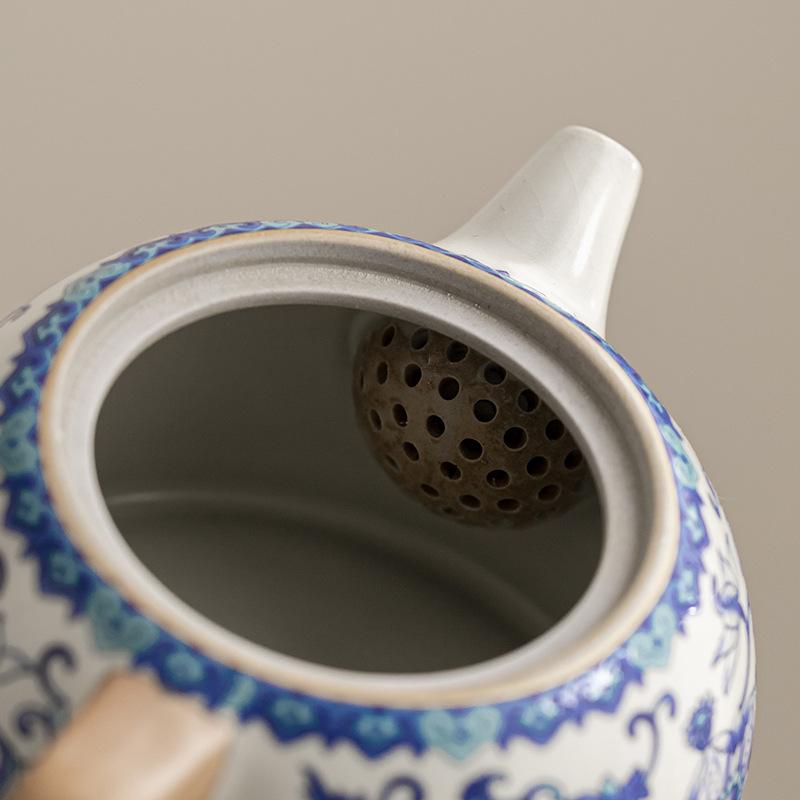 Wysokiej jakości czajniczek Ru kiln z gałęzią lotosu w stylu antycznym do parzenia herbaty Domowy ceramiczny zestaw do herbaty Kung Fu Pojedynczy czajniczek z otwartym ustnikiem luksusowa duża pojemność