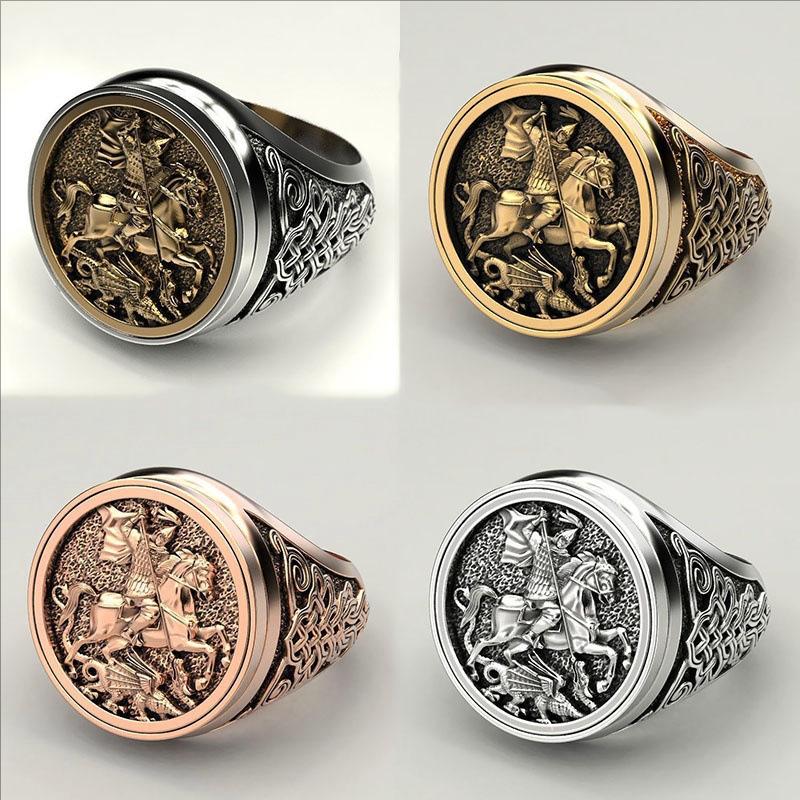 Multi-Color Personalized Horseback Riding Retro Ring Creative Single Item Diamond