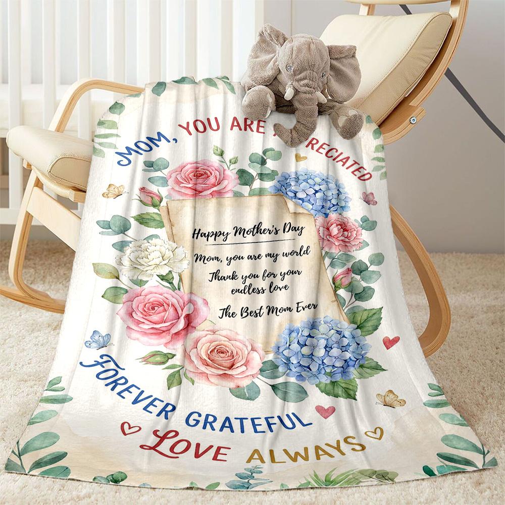 Mother's Day Greeting Blanket Suitable for sofas,travel, living rooms also a good gift for friends and family Suitable for all seasons.