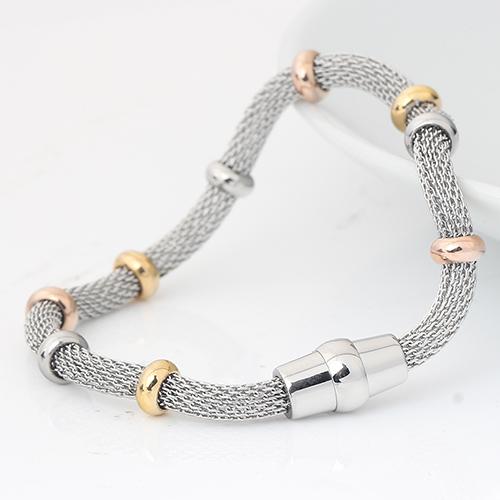 High quality Three stainless steel clasp Bracelets with charms cable mesh bracelet chain bracelet for men or women