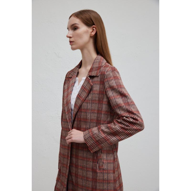 Manteau Épais Rétro à Carreaux Automne 2024 pour Femmes
