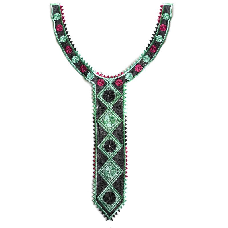 Color Embroidery Lace Collar Piece Personalized Tie Shape Heavy Industry Embroidery Fake Collar Clothing Corsage Accessories Collar Piece