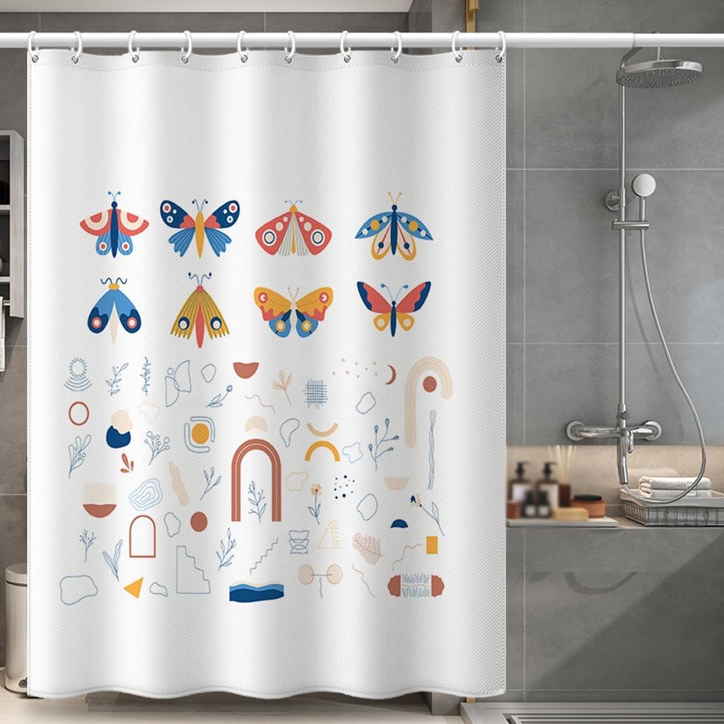 1 Piece Shower Curtain Butterfly Pattern Shower Curtain Waterproof Shower Curtain Digital Print Door Curtain, Machine Washable