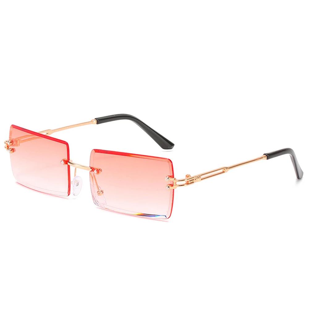 Rimless Rectangle Sun Glasses For Stylish Women And Men In Fashionable Brown Shades