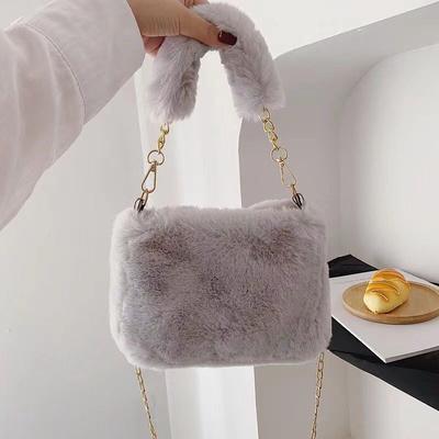 New Plush Bag Fashionable Women's Niche Chain Messenger Bag Fashionable Portable Cute Small Square Bag