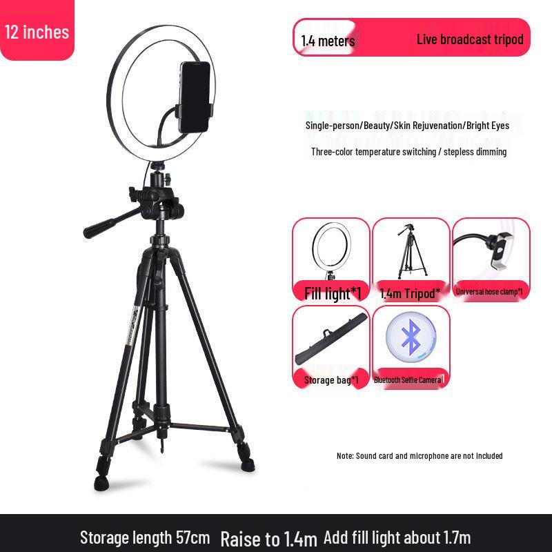 Mobile Live Streaming Stand with Fill Light & Beauty Video Tripod Set