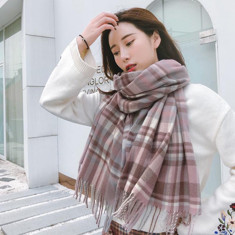 New imitation cashmere color plaid scarf women, European, American and Japanese fashion autumn and winter new warm shawl scarf