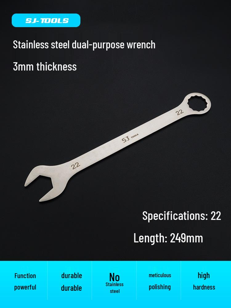 Shangjiang Reversible Ultra-Thin Stainless Steel Open-End Wrench for Auto Repair