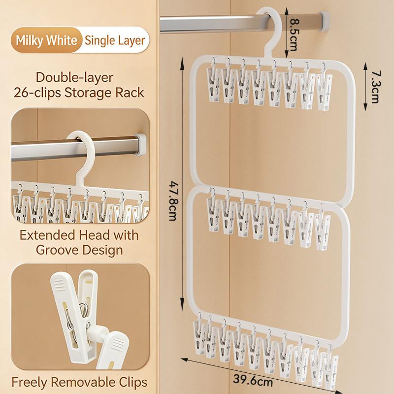 18/26 Clips Warerobe Storage Hanger Drying Socks Holder Plastic Socks Hanger Rack Multi-clip Towels Underwears Caps Hats Hooks