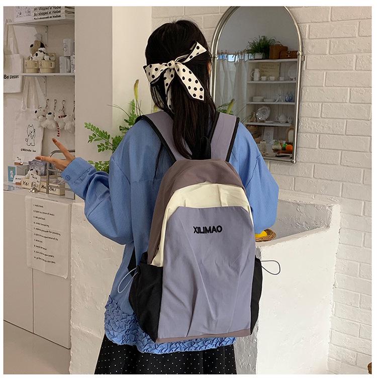 Large Capacity Color Block Lightweight Casual Backpack - Fashionable, Versatile, and Load-Reducing for Outdoor Travel and School