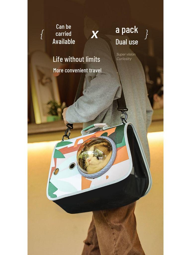 Portable Pet Carrier: Breathable Space Capsule Crossbody Backpack for Cats and Dogs