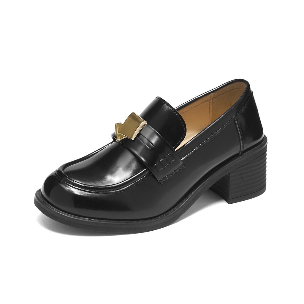 Thick Heel New Spring British Style Retro Small Leather Shoes High Heel Commuter Shoes