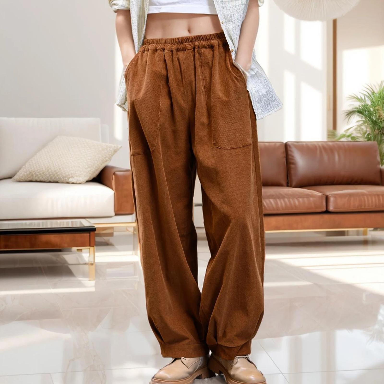 

Жіночі Модні Кольорові Штани Прямого Крою з Високою Посадкою та Кишенями Повсякденні Штани M