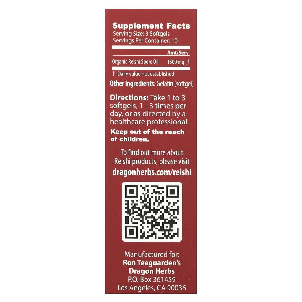 Duanwood™ Reishi Mushroom Spore Oil, 500Mg, 30 Softgels