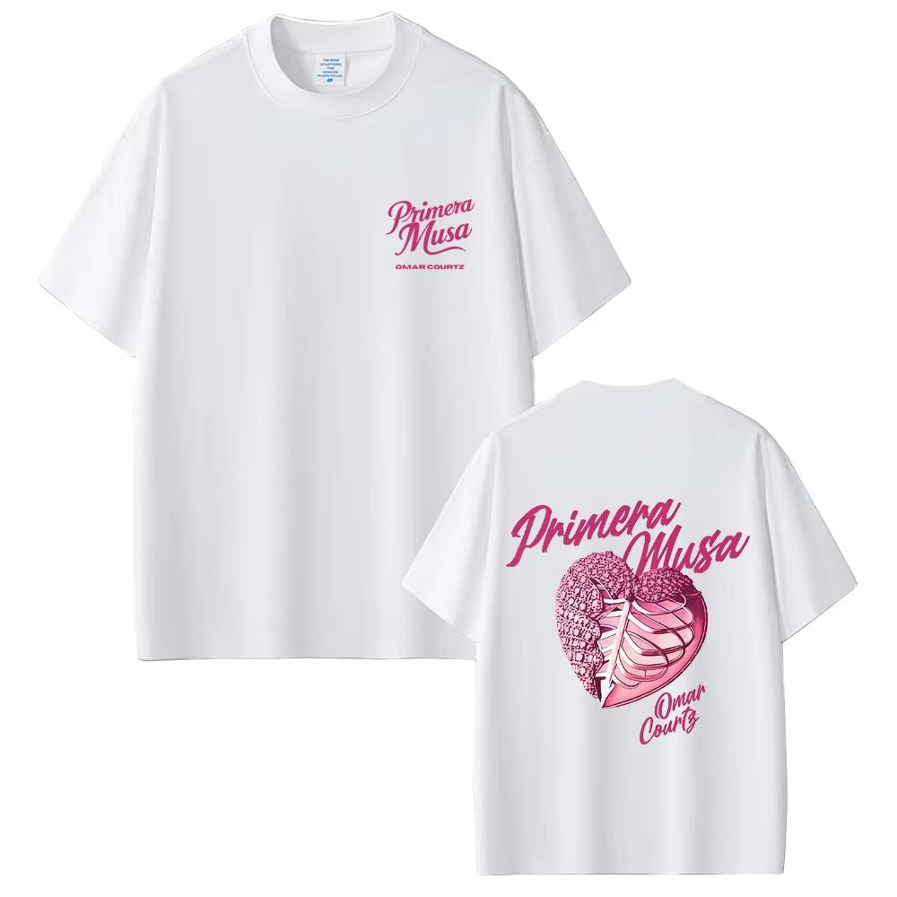 Rapper Omar Courtz Primera Musa Heart T Shirts Men's Women Fashion Pop Music Streetwear Male Vintage Oversized T-shirts