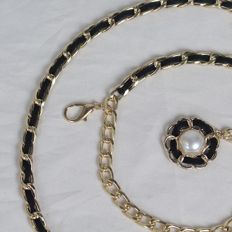 European and American-Style Black and White Niche Metal Chain Women’s Belt—Trendy Versatile and Perfect for Summer
