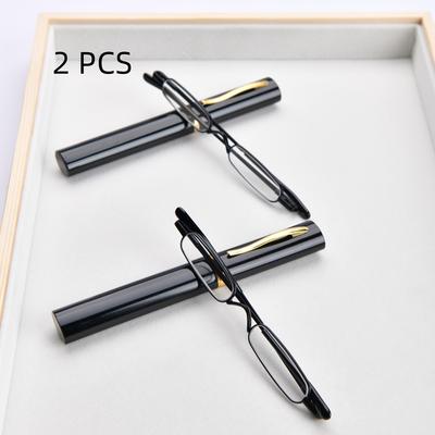 2-teiliger Anzug Mini Kleine Schmale Lesebrille mit Röhrenetui Tragbare Leichte Lesebrille für Männer Frauen Mini Kompakt