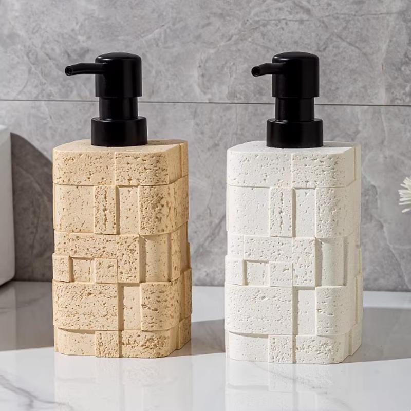 Sandstone Soap Dispenser, Bathroom Supplies, Shampoo Bottle, Container, Splicing Leather Wood Grain Decorative Lotion Bottle